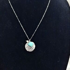 Lia Sophia Silver, Turquoise, and Pearl Pendant Necklace 18"